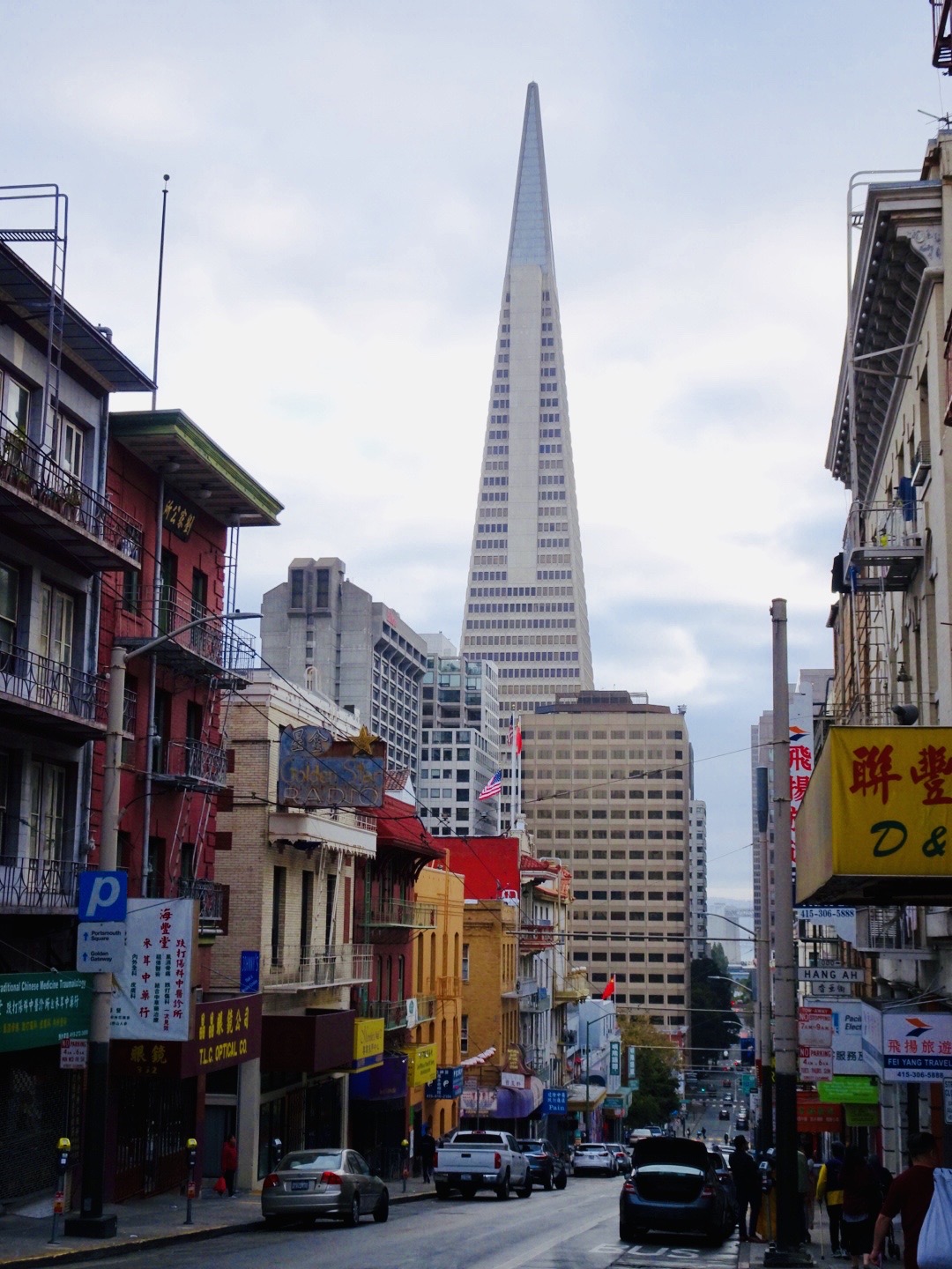 Transamerica Pyramid view from Chinatown San Francisco